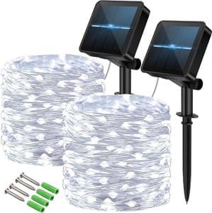 Litabur 2 Pack 24m 120 LED Solar Fairy Lights with 8 Modes