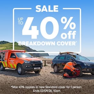 SALE up to 40% off RAC Breakdown Cover*