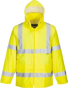 Portwest H440 Waterproof Hi-Vis Rain Jacket, Hooded, Yellow, L