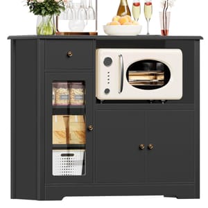 HOCSOK Kitchen Sideboard Storage Cupboard with Microwave Counter