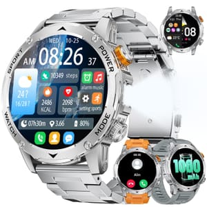 FITFLEX Smart Watch Silver, Bluetooth Calling, 1000mAh, 1.75'' HD, IP68