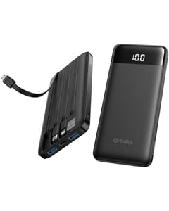 10000mAh Power Bank with 4 Cables, 6 Outputs, USB-C