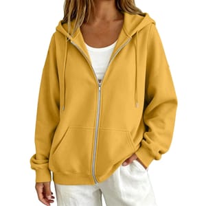 UK Oversized Women's Zipped Hoodie Long Sleeve Sweatshirt