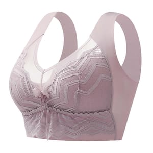 Lace No-Wire Push-up Bra for Women, Full Coverage, Pink 40