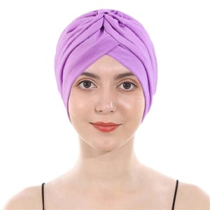 Women's Soft Turban Head Wrap Pleated Beanie Hat, One Size