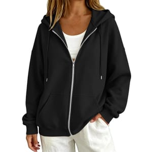 Oversized Ladies Sweatshirt Zipped Hoodie Long Sleeve Grey