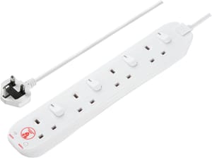 Masterplug 4-Socket Extension Lead, 2m, Surge Protection - £8.64 S&S