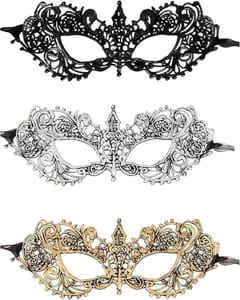 CavspkArt 3PCS Lace Eye Masks Half-Face Masquerade