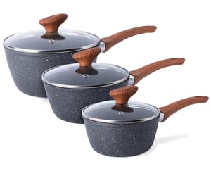 Non-Stick Saucepan Set, Induction, Marble 3pc (16/18/20cm) Nuovva