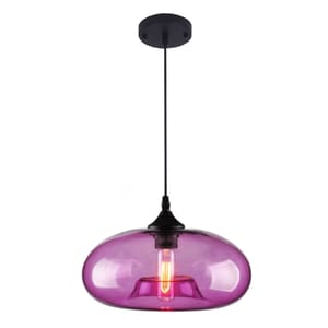 S-Cevada Industrial Vintage Glass Pendant Light E27 Purple 28cm