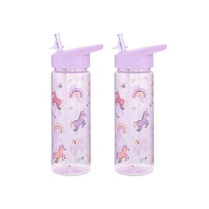 Unicorn Water Bottle 500ml, BPA Free, 2 Pack, Straw Sipper