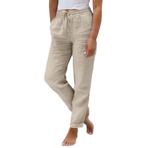 DEAL STACK - Petite Linen Trousers Womens Summer Lightweight Pants with Pockets