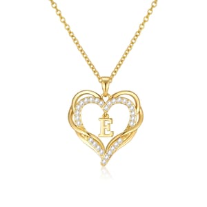 Heart Initial Necklace, 14K Gold-Plated Sterling Silver Pendant