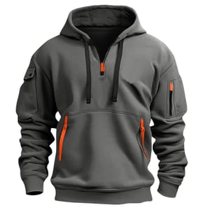 Men's Thermal Fleece-Lined Sweatshirt, No Hood, Kangaroo Pocket