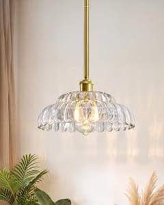 ChenSolara Transparent Glass Pendant Lamp with Gold Base