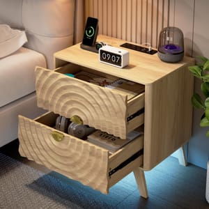 Ripple LED Bedside Table with Charging Station and Body Sensor
