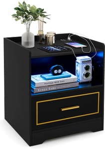 Multigot LED Bedside Table with USB Ports, Drawer and Shelf