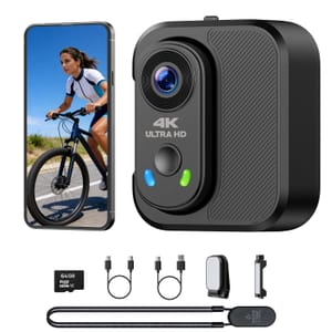 CAMWORLD 4K Mini Body Camera with EIS, 64GB, Magnetic Mount