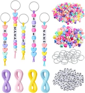 566-Piece Keyring Making Kit with Letter Beads and Cords