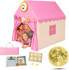 Majestic-Kids Pink Wendy House Play Tent with Glow Stars