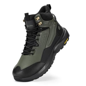 FitVille Men's Wide Hiking Boots, Moss Grey, 11.5 UK X-Wide