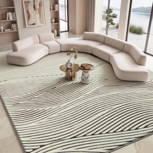 Sour Lemon Area Rug, Living Room 140x200cm, Brown and Cream