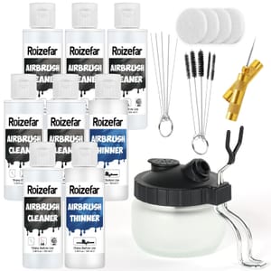 Roizefar Airbrush Cleaning Kit with Pot, 6 Cleaners, 2 Thinners