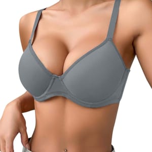 Underwired Push-up Bra, Supportive Balconette/Plunge, Gray 40C