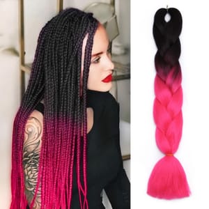 TESS 24in Rainbow Twist Braiding Hair Extensions Black Red