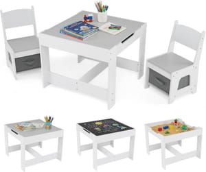 Maxmass 3-Piece Kids Table and Chair Set with Storage Drawers