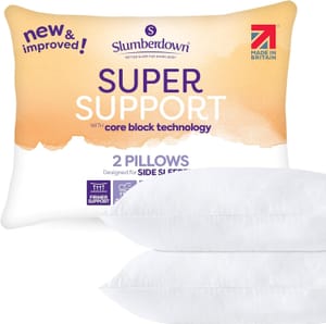 Slumberdown Super Support Pillows, 2 Pack, Firm for Side Sleepers