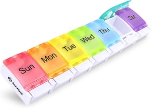 AUVON 7-Day BPA-Free Travel Pill Box with Spring-Open Design