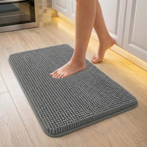 Utopia Home Bath Rug, Absorbent Chenille, 61x43 Cm, Grey