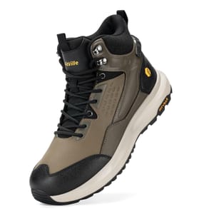 FitVille Men's Wide Hiking Boots, Mid-Ankle, Non-Slip, Taupe Sand 10.5UK