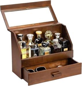 Emfogoo Wooden Perfume Organizer for Men with Drawer