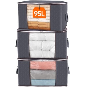 Lifewit 95L Storage Bags with Lid, 3-Pack, Grey