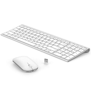 Seenda WGJP-031B Ultra-Thin Wireless Keyboard and Mouse Set (White/Silver)