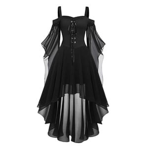 Adult Witch Costume Dress XL Black, Victorian Corset Halloween