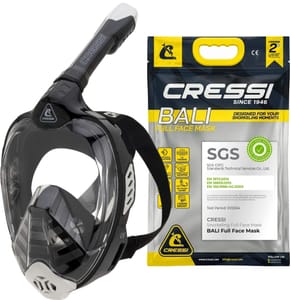 Cressi Bali Full-Face Snorkel Mask, Black/Grey, L-XL