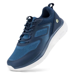 FitVille Mens Extra-Wide Walking Trainers with Arch Support, Blue