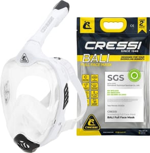Cressi Bali Full-Face Snorkel Mask, Panoramic, White/Black, L-XL
