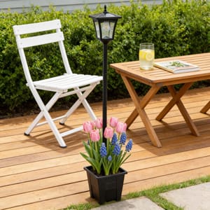 Solar Lamp Post with Planter, 1.5m Outdoor Lights IP44