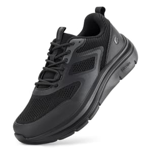 FitVille Men's Extra Wide Walking Trainers with Arch Support, Black