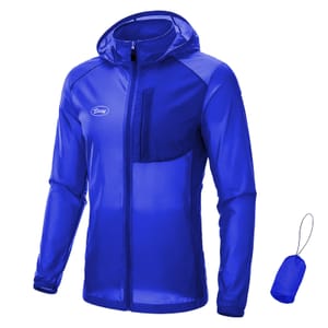 Men's Packable Cycling Jacket, Lightweight UPF 50+ Hooded Windbreaker