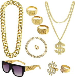 9-Piece Hip Hop Costume Accessories, 80s-90s