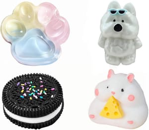 Squishy Toy Set 4 Pieces: Westie, Hamster, Cat Paw