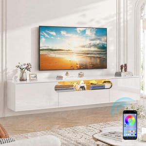 160cm White High-Gloss Floating TV Stand for 65-Inch TV