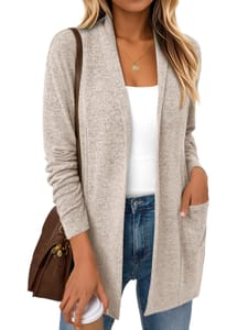 LILLUSORY Long Cardigans for Women, Lightweight Coffee Grey XL