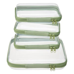4-Piece Clear Zipper Pouches, Hard Shell Case, Travel Toiletry Bag