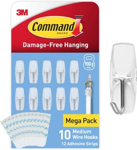 Command Medium Wire Toggle Hooks, Clear, 10 Hooks, 12 Strips - £10.79 S&S